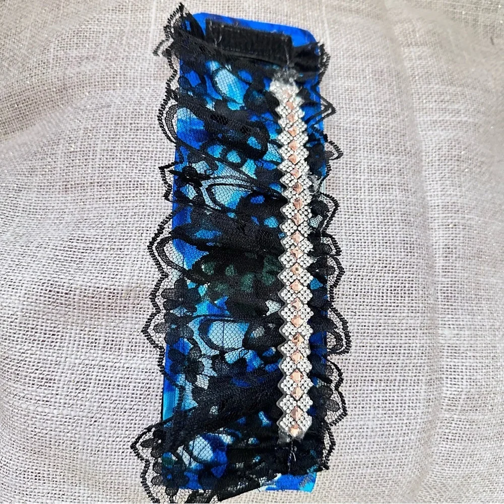 RUBYRUDI Cuff Bracelet Handcrafted OOAK Fabric Embellished Artisan Wearable Art